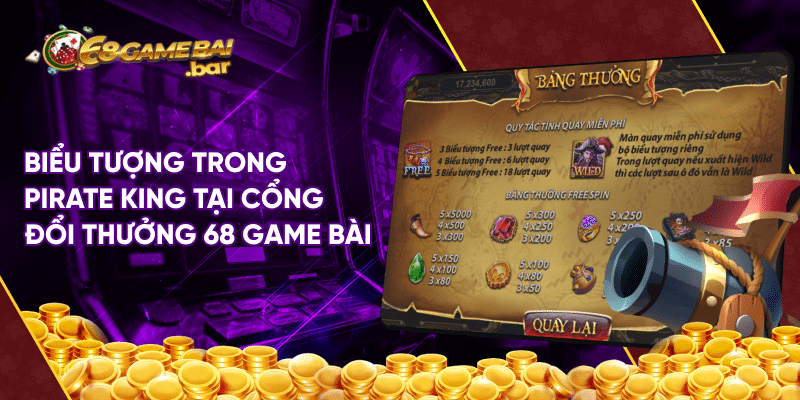 Pirate King - Siêu phẩm quay hũ vua hải tặc hot nhất Biểu tượng trong Pirate King tại cổng đổi thưởng 68 game bài